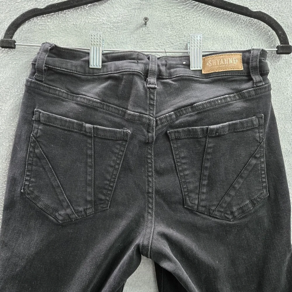 Shyanne Women Jeans 27‎ SHORT Black Denim Flared Distressed Indie Sleaze Frayed